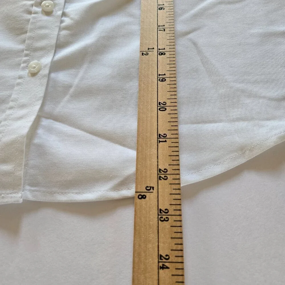 Izod Girls Oxford Button Collar White Pocket Short Sleeve Shirt Plus Sz 16.5